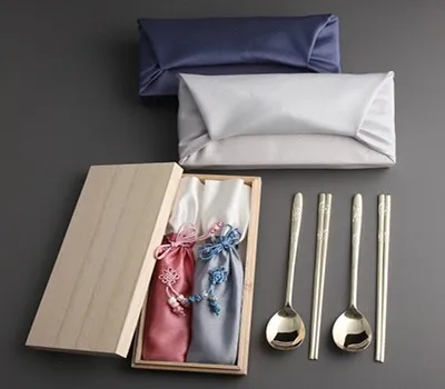 초롱 골드 2인수저세트 보자기 포장