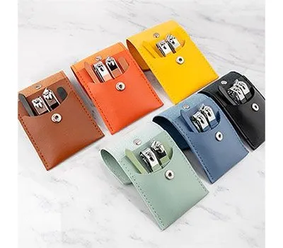 실버링 가죽포켓 휴대용 네일케어 4종세트