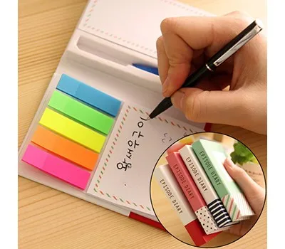 칼라점착 메모지 볼펜 메모수첩