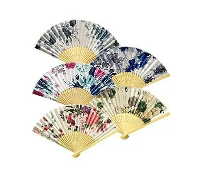 실크천 큰 꽃무늬 부채 기성